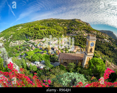 Aerial view of Eze village and the surroundings on French Riviera on Cote d`Azur in summertime Stock Photo